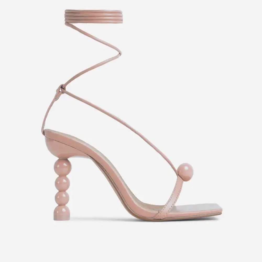 Lace up nude heels